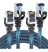 CABNEER Cat8 Ethernet Cable 3 ft 2-Pack, High Speed 40Gbps 2000MHz Internet Cable Braided Shielde...