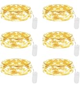 Lakumu 6 Pack Fairy Lights Battery Operated String Lights -7FT 20LED Fairy Lights Waterproof Silv...