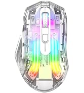HXMJ-Wireless Gaming Mice with Transparent Crystal Shell,Tri-Modes (USB Wired+2.4G Wireless+Bluet...