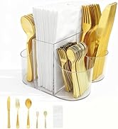 HOME BREEZE Utensils Holder for Party - 5 Compartment Cutlery Organizer & Napkin Holder Silverwar...