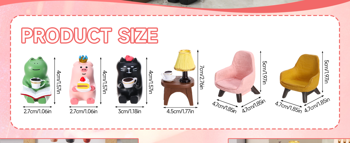 Cute Miniature Pig Cat Frog Figurines