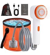 Gachiwar Portable Shower for Camping, 2500mAh Rechargeable Camp Shower Pump with Foldable Bucket ...