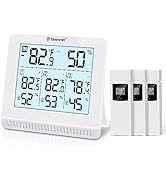 Geevon Indoor Outdoor Thermometer Wireless with 3 Remote Sensors, Digital Hygrometer Thermometer,...