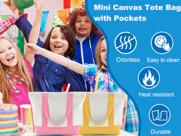Mini Canvas Tote Bag with Pockets