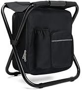 Outplea Lightweight Backpack Cooler Stool Heavy Duty 350lbs for Adults, Folding Camp Stool with 1...