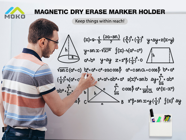 the holder attached to whiteboard holding dry eraser and markers, convenient and orgnized