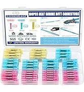 100 Pcs Heat Shrink Connectors Kit,Waterproof Insulated Marine Automotive Crimp Terminals Bu...