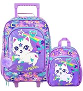 ZLYERT 2Pcs Girls Suitcase Set, Kids Carry on Rolling Luggage with Wheels, Cat Travel Suitcases w...