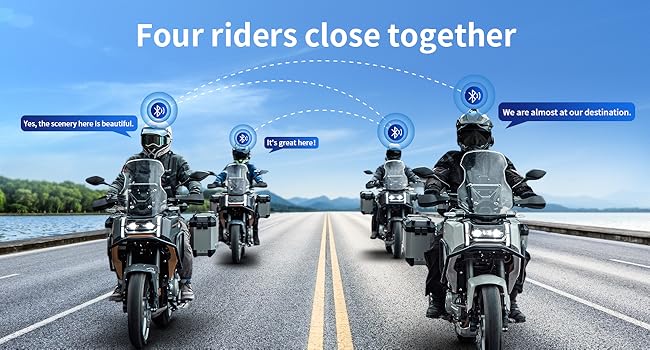 Four riders connected to the intercom