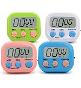 4 Pack Multi-Function Electronic Timer - Kitchen Timer,Magnetic Digital Timers,Big LCD Display, O...