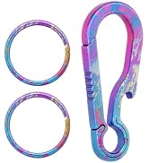 PJYTAC Titanium Carabiner Keychain Clip 2/2.6 Inch Small Carabiner Clips Heavy Duty Key Holder Qu...