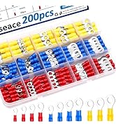 smseace 200pcs Ring Terminals 12-Sizes(M3/M4/M5/M6) Insulated Ring Connectors 22-16/16-14/12-10AW...