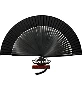 EOSAU Hand Fans for Women Foldable - Bamboo Silk Folding Fan Handheld, Fans for Line Dancing Wedd...