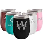 Personalized Wine Tumbler with Lid | Stainless Steel Coated Metal Engraved Insulated 12 oz Custom...