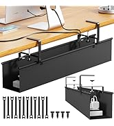 Dayacoo No Drill Under Desk Cable Management Tray, 36" Clamp/Screw Mount Cord Organizer for Desk,...