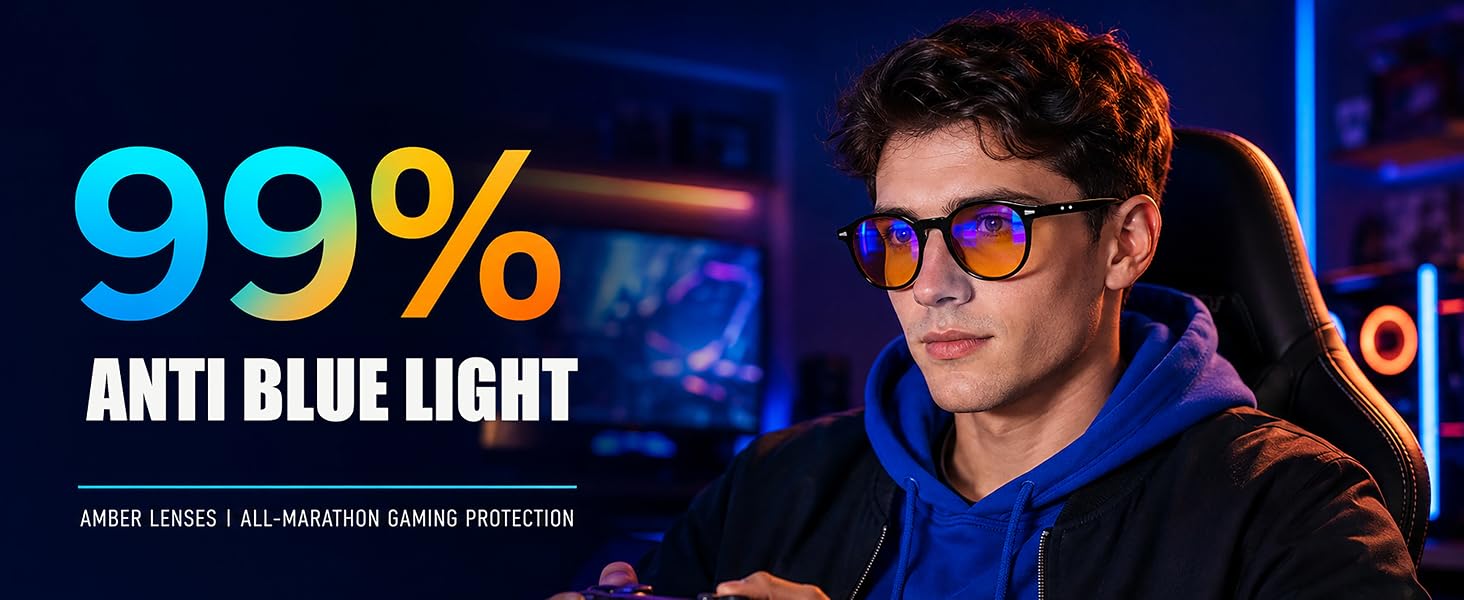 99% ANTI BLUE LIGHT AMBER LENSES | ALL-MARATHON GAMING PROTECTION