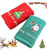 Lchkrep Christmas Hand Towels, 100% Cotton Soft Thicken Towel, (14x29 inch 2 Pack), Hand Towel fo...