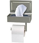 Brushed Nickel Toilet Paper Holder Wall Mounted with Shelf & Wipes Storage – Stainless Steel SUS3...