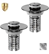 Bathroom Sink Drain Strainer(2PCS), Pop-up Sink Drain Strainer with Removable Stainless Steel Str...