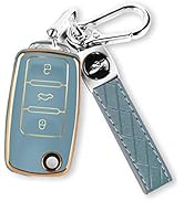 MILD EAST for VW Car Key Fob Cover with Keychain, Soft TPU Car Key Case Shell for Volkswagen Beet...