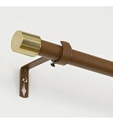 NICETOWN Adjustable Brown Metal Curtain Rod, Extendable Drapery Rod for Living Room Bedroom, Mode...
