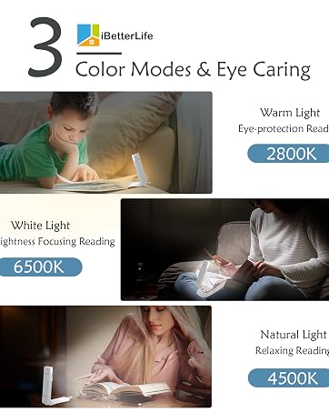 iBetterLife Book Light for Reading in Bed - USB Rechargeable