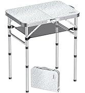 Anbte Folding Camping Table, Aluminum 24" x 16" Adjustable Height Small Folding Table with Carryi...