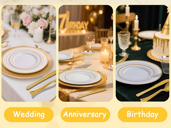 gold party plates