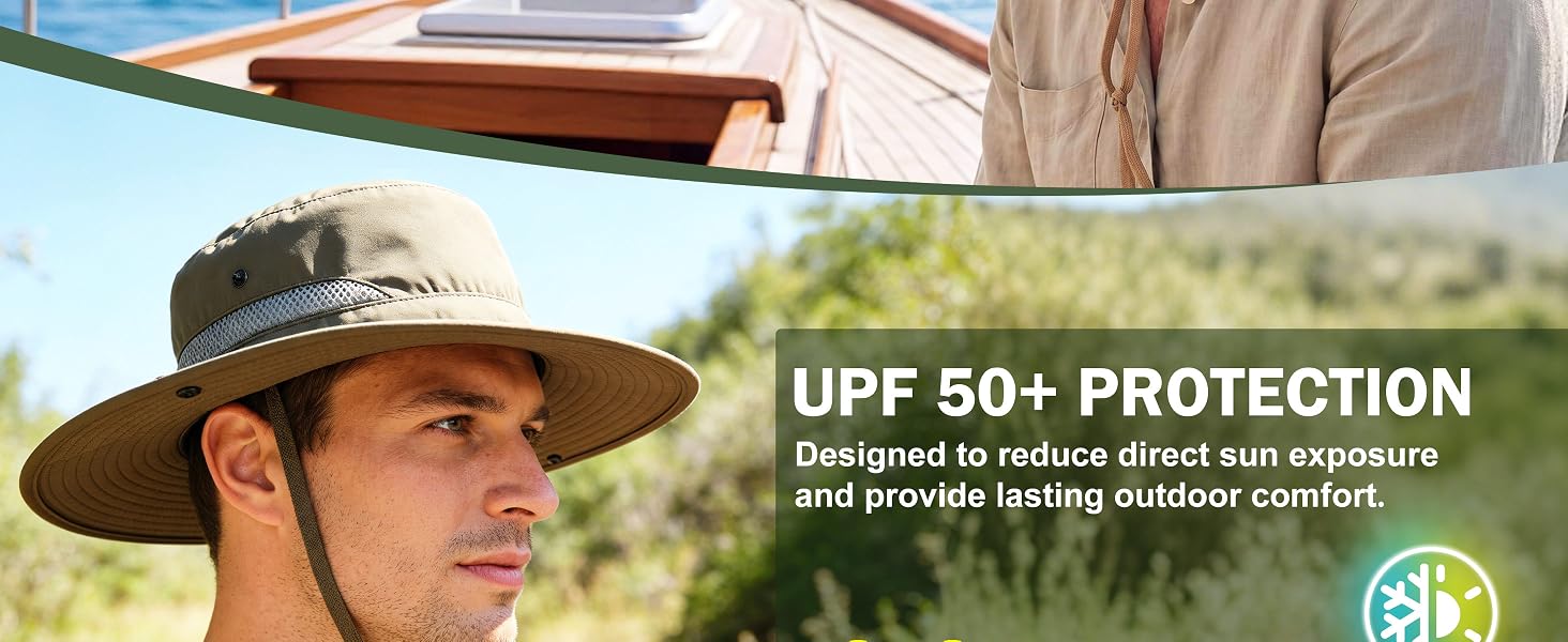 Connectyle Men's Sun Hat UPF 50+ Sun Protection Fishing Hiking Hat Cowboy Bucket Hat