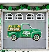 WADORN Happy Patrick's Day Pickup Truck Decorations Backdrop, 3.5x7.2Ft Green Lucky Clover Car Pa...