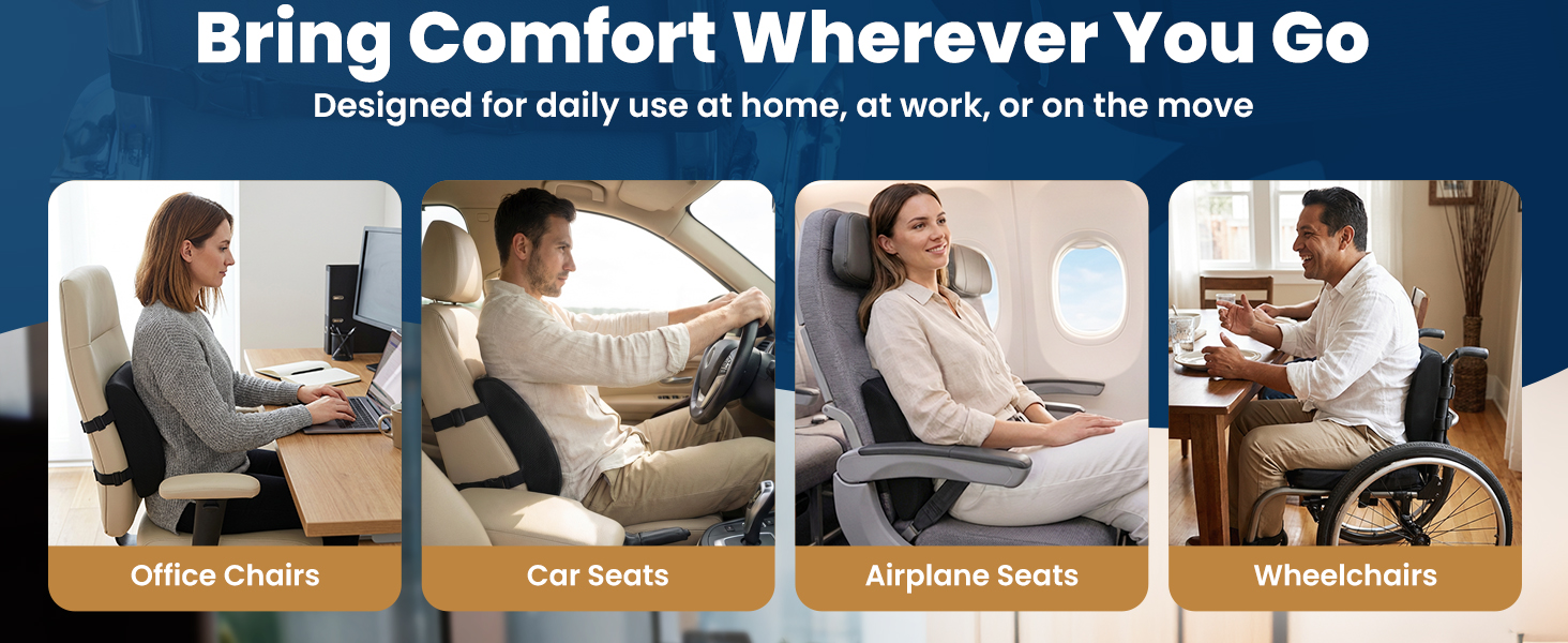 Lumbar Support Pillow Office Chair Memory Foam Back Cushion Car Seat Posture