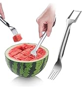 Choxila 2-in-1 Watermelon Fork, Watermelon Slicer Cutter, Stainless Steel Fruit Cutter Carving To...