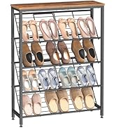 HOOBRO Shoe Rack, 5-Tier Narrow Slanted Shoe Storage Shelf, Slim Shoe Organizer for Front Door En...