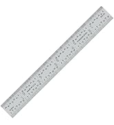 PEC Tools 6“ Rigid Steel Ruler, Precision Stainless Steel Ruler, 1/32” and 1/64" Graduations on F...