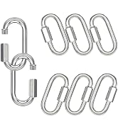 8 PCS 2 Inches Chain Quick Links, M5 Galvanized Steel Thread Heavy Duty Carabiner Clips, 3/16" Lo...