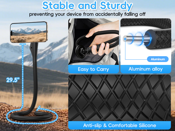 Magnetic Flexible Phone Mount Holder for iPhone 16 15 14 Pro Max & Action Camera
