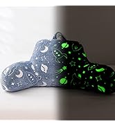 Holawakaka Glow in The Dark Reading Pillow for Sitting up in Bed Sofa Kids Teens, Space Rocket Mo...