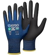 KAYGO Safety Work Gloves MicroFoam Nitrile Coated-3 Pairs, KG18NB,Seamless Knit Nylon Glove with ...
