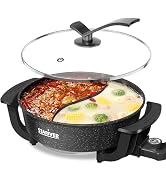 Stariver 6L Electric Hot Pot with Divider - Dual-Flavor Fondue & Shabu Shabu Pot, 1360W with 5-Te...