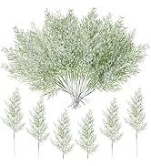 40 Pcs Christmas Snowy Artificial Pine Needles Branches 13.5 Inch Snow Frosted Pine Picks Twigs C...