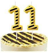 Construction 11th Birthday Number Candles, Number 11 Candle Cake Topper Decorations for Yellow an...
