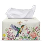 ZOUTAIRONG Hummingbird Flower Tissue Holder Rectangle Tissue Box Cover Facial Paper Dispenser for...