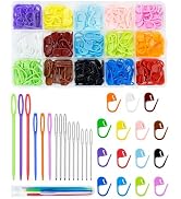 FIVEIZERO 220/900 Pieces Stitch Markers,with 15 Pcs Large Eye Blunt Sewing Needles,Colorful Croch...