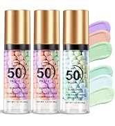 AIUEO 3PCS Color Correcting Primer,3 In 1 Primer for Face Before Makeup with SPF 50,Oil Control P...
