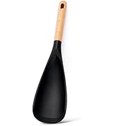Silicone Cooking Spoon Spatula, Multi Function Wooden Handle Spoonula for Stirring Serving Mixing...