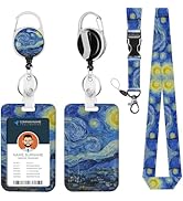 Lanyard ID Badge Holder Van Gogh Starry Night Retractable Badge Reel Card Name Tag Breakaway Heav...