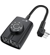 G-Homa Dusk to Dawn Outdoor Timer for Light Sensor Timer Waterproof 2 Grounded Outlets Timers for...