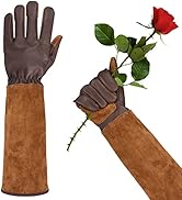 Long Gardening Gloves for Women Thorn Proof,Rose Pruning Cowhide Leather Garden Glove for Cactus,...