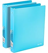 1 Inch Binders 3 Ring Soft Plastic Flexible Cover – by Enday (2, Blue)