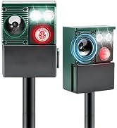 Ultrasonic Animal Repeller Outdoor, 2 Pack Solar Powered Motion Activated Deer Cat Dog Squirrel R...
